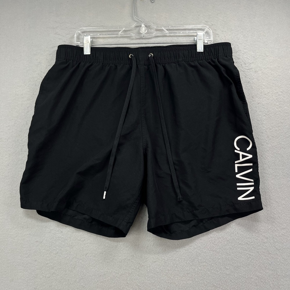 Calvin Klein Swim Trunks Mens XL Black Mesh Swimwear Board Shorts Beach Surf